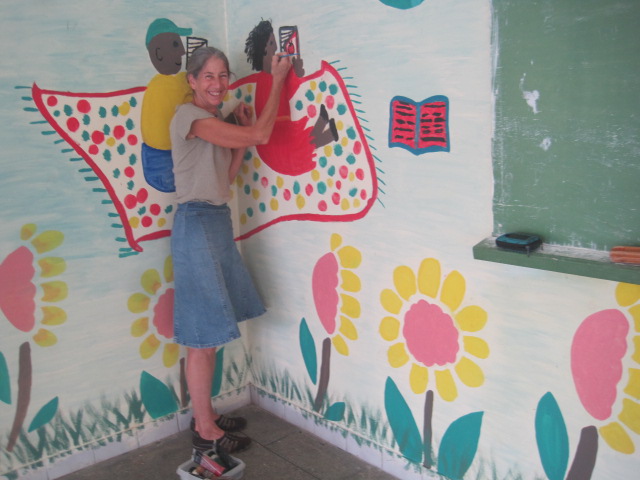 My friend, Judy Joyce, helping build a school in Dominica - Dominique Island.